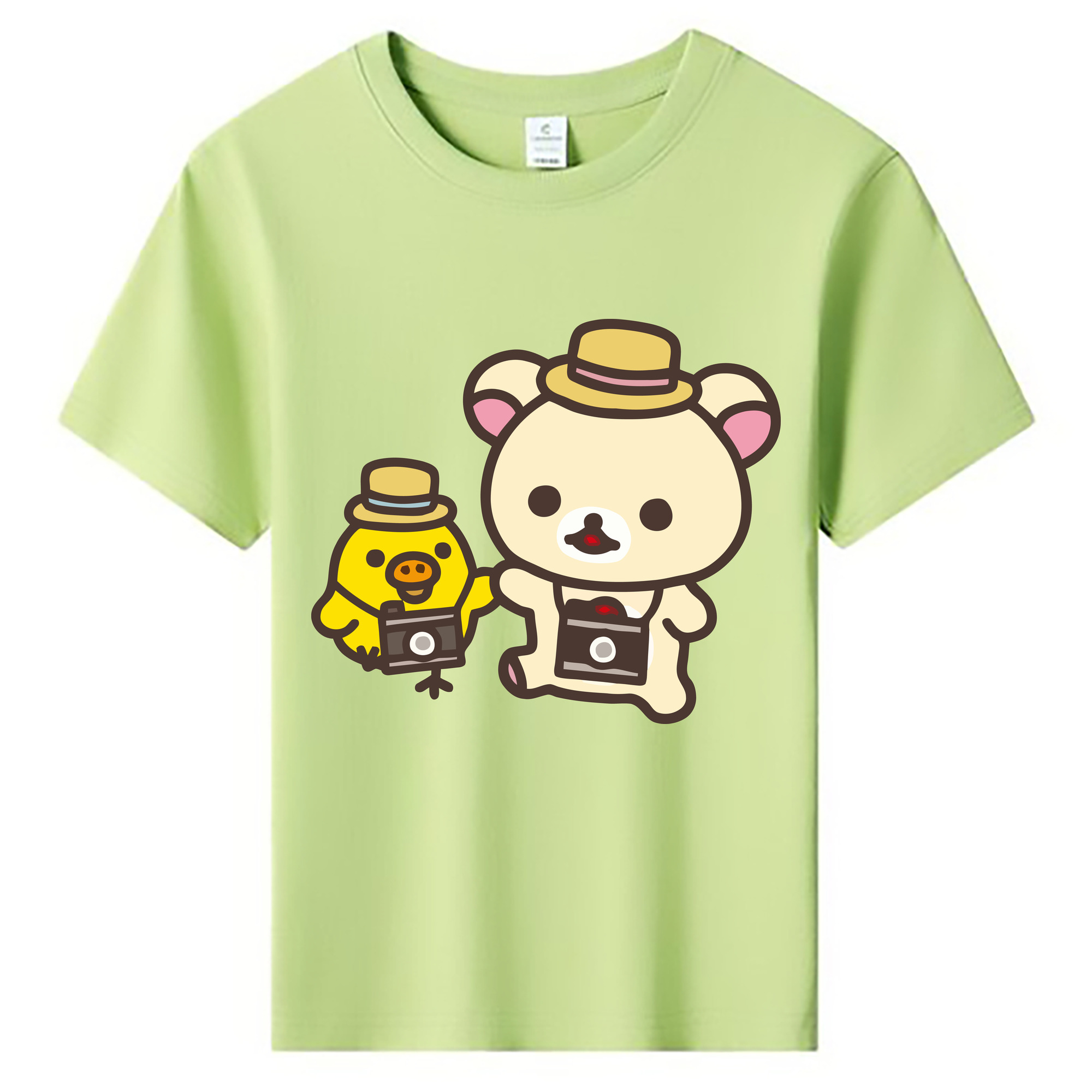 （画像用） リラックマ リラックマ キイロイトリ Rilakkuma Korilakkuma Kiiroitori 綿100％キッズTシャツ（フロントプリント）